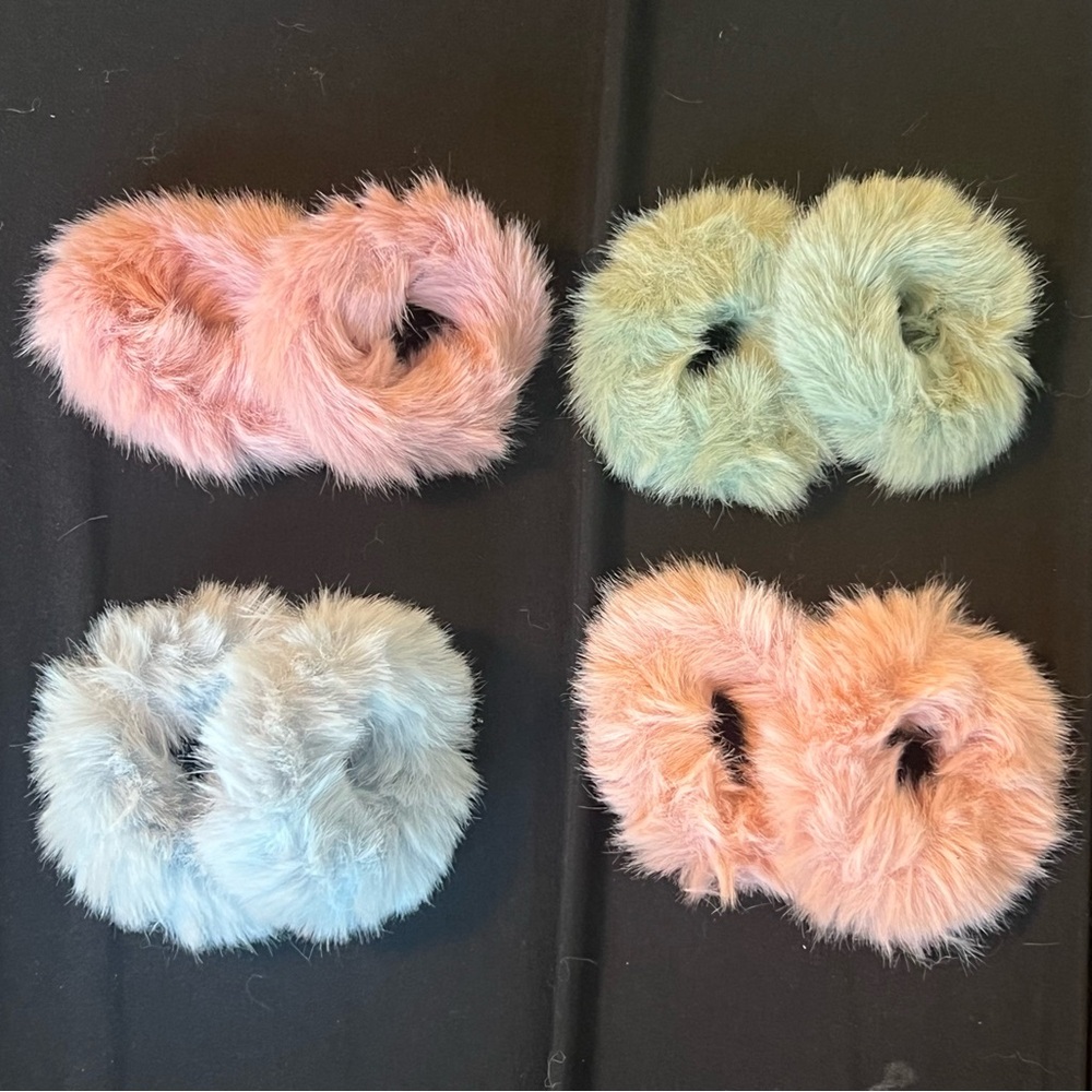 Set of Four Fluffy EASTER Hair Scrunchies